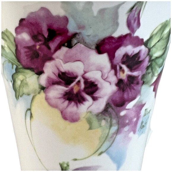 2 Royal Patrician Fine Bone China Mugs Pink & Purple Pansies Staffordshire bd&s - Picture 9 of 15